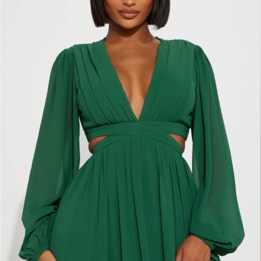 Miss Avenue Deep Green Long Sleeve Dress